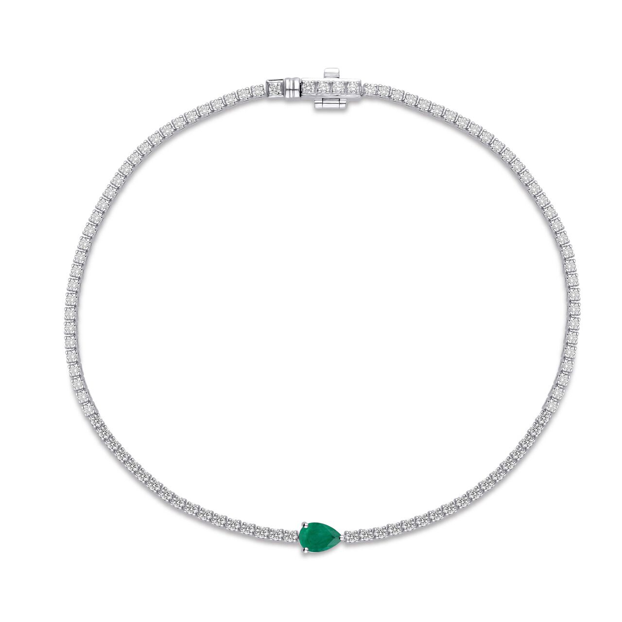 Emerald Line Bracelet in White Gold image number 0